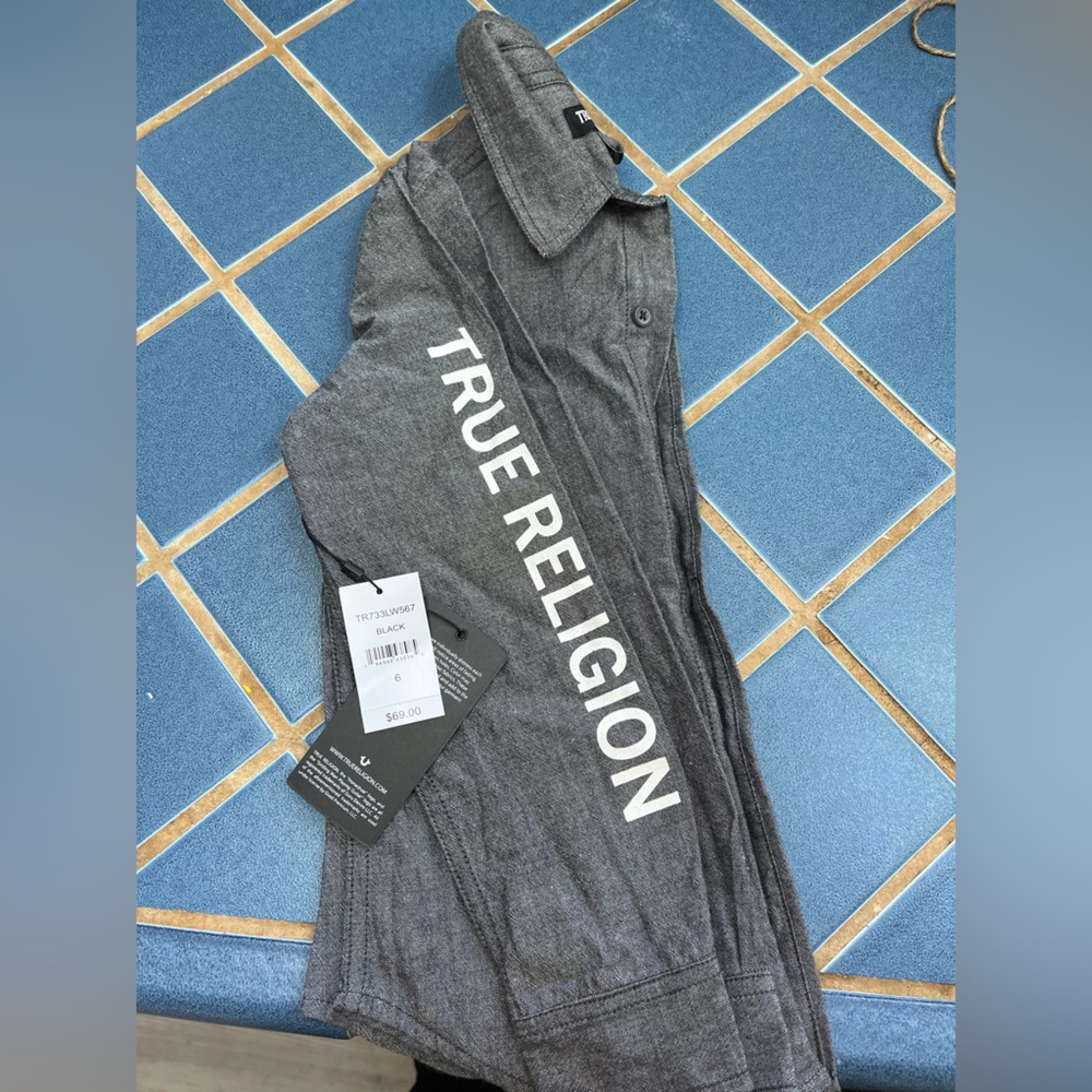 Brand new True Religion Charcoal Button-Up Shirt